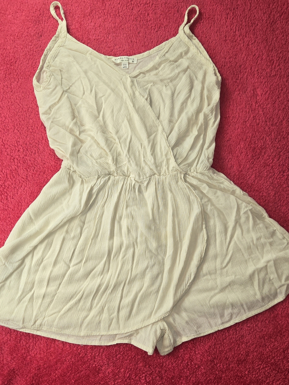 Final Touch Cream Sleeveless V-Neck Romper